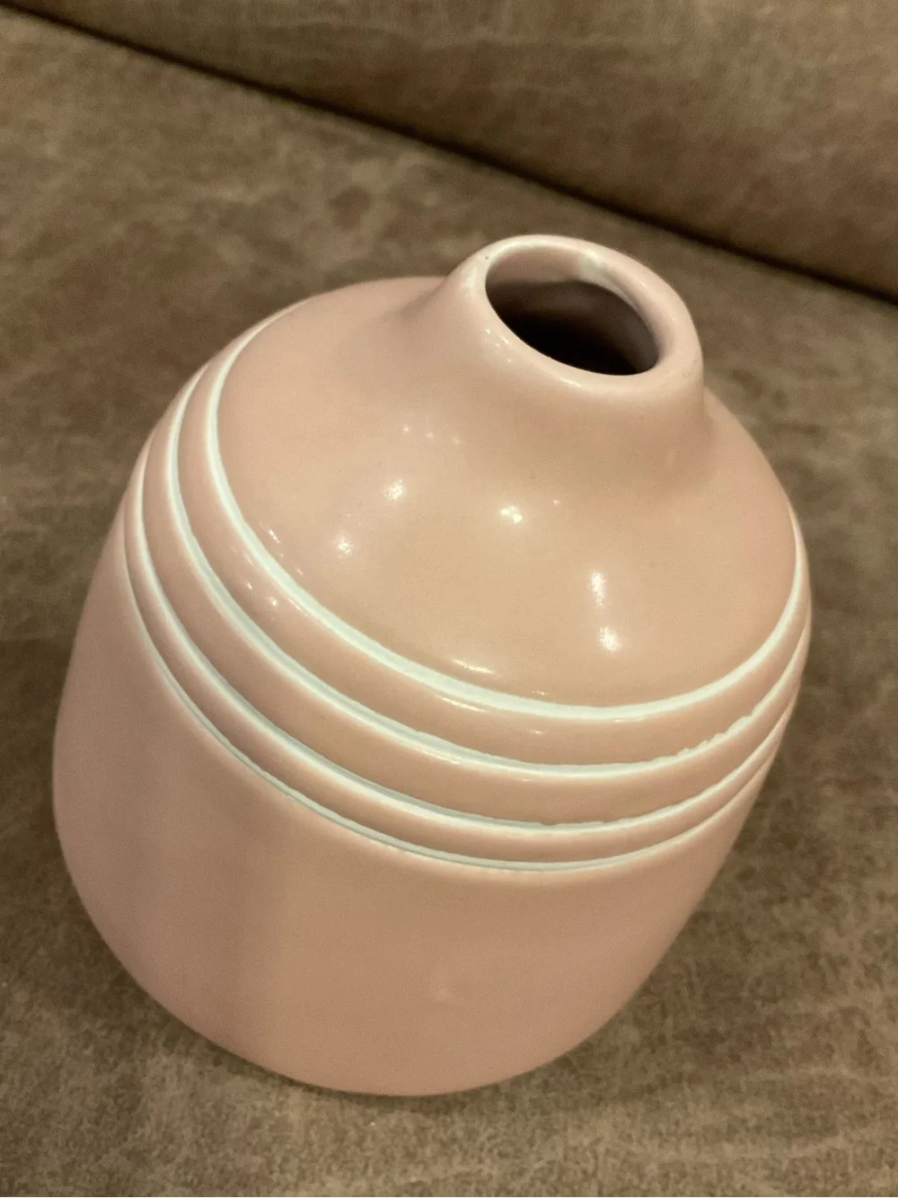 Peach Colored Vase with Stripes